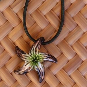 Necklace with glass art pendant adjustable clasp
